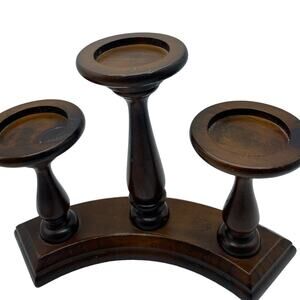 Vintage Charles Lesters‎ Wooden 3 Candle Holder Hand-Crafted Lathe Turned
